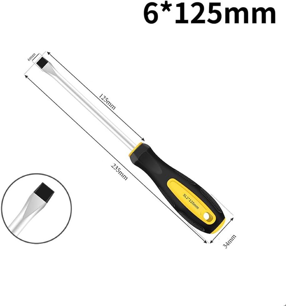 5 Pcs Slotted Flat Screwdriver Magnetic Tip Screwdriver Set Non-Slip Ergonomic Cushion Grip Screwdriver Set Kit For Auto Repair Electronics Furniture Assembly