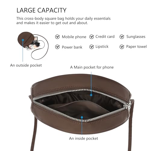 Image of Circle Crossbody Bag for Women NYLON Circle Purse with Zipper Adjustable Knot Shoulder Straps