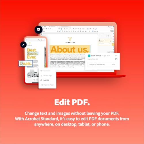 Image of Adobe Acrobat Standard | 12-Month Subscription with Auto-Renewal | PDF Software | Convert, Edit, E-Sign, Protect |PC /Mac Download | Activation Required