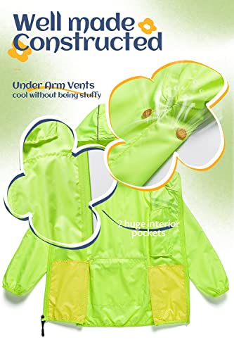 Image of CREATMO US Boys Girls Rain Coat Kids Reflective Cycling Jacket Waterproof Packable Children Windbreaker With Removable Hood