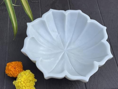 Image of Marble Urli Bowl for Home Decor | Handcrafted Floating Bowl, Decorative Centerpiece for Living Room Table, Luxury Stone Urli Dish, Pooja Decor & Festive Gift Item (Lotus /9 Inch)