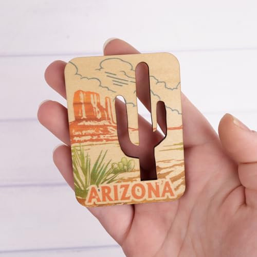 Imán decorativo de madera con diseño desierto Arizona miniatura 4