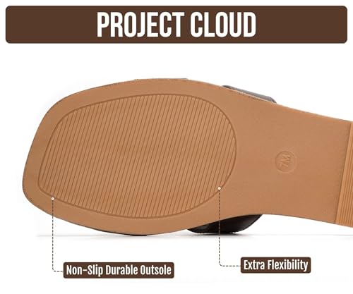 Image of Project Cloud 100% Genuine Leather Sandals for Women 2026 - Fashion Flat Womens Sandals with Memory Foam Insole Slides Sandals Women Footwear - Mules Women's Sandals (Jannel)
