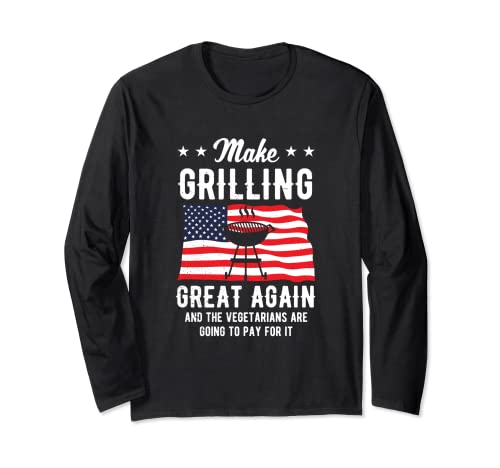 Making Grilling Great Again Ropa Regalo Hombres Mujeres Funny BBQ Manga Larga