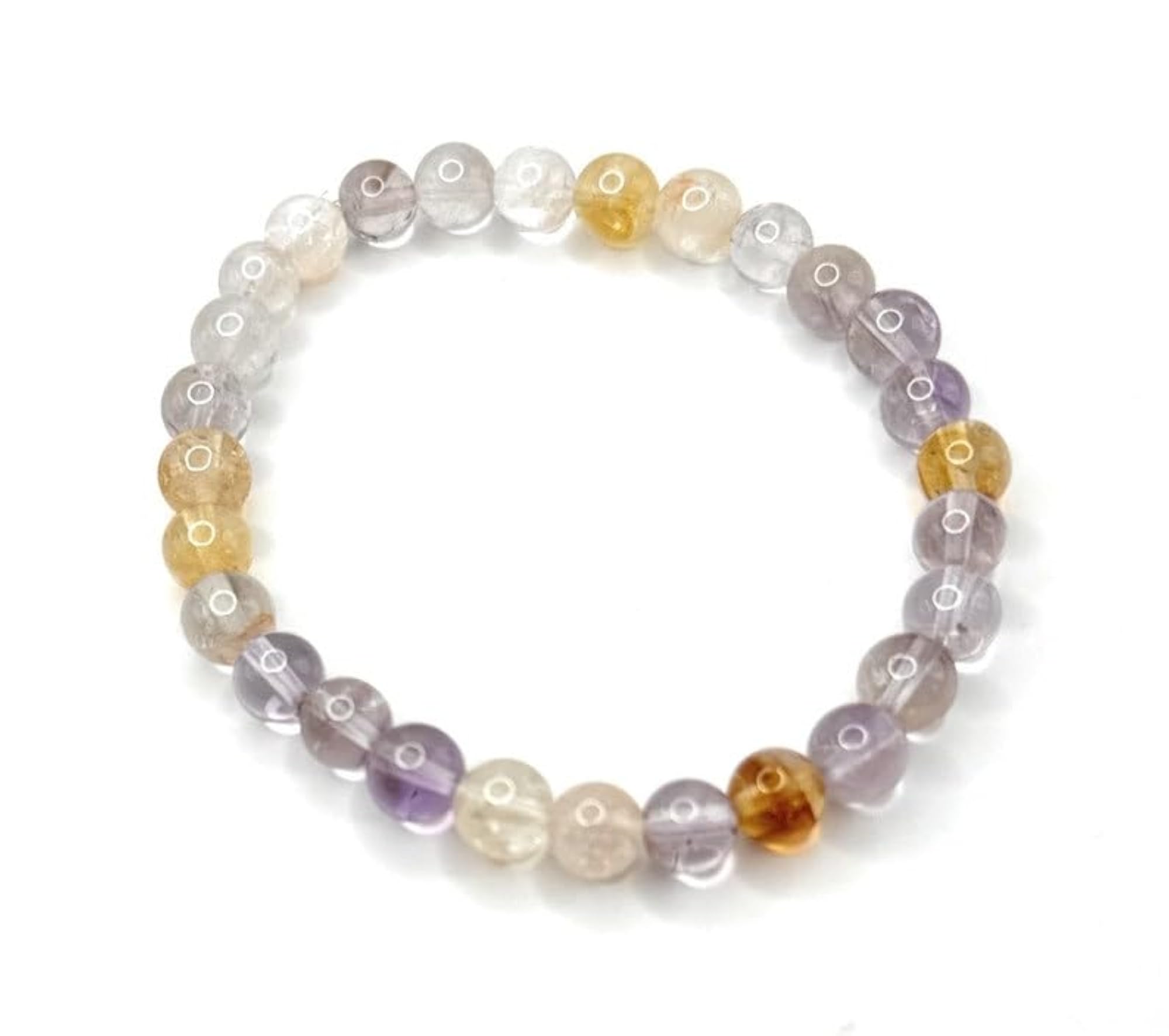 Natural Ametrine Gemstone 6mm Round Shape Smooth Cut Stone Bracelet