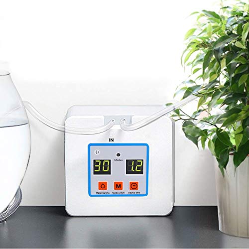Flantor Automatic Drip Irrigation Kit,Micro Houseplants Self Watering System Auto & Manual Mode Digital Programmable Water Timer for Indoor Garden Potted Plants (White Auto)