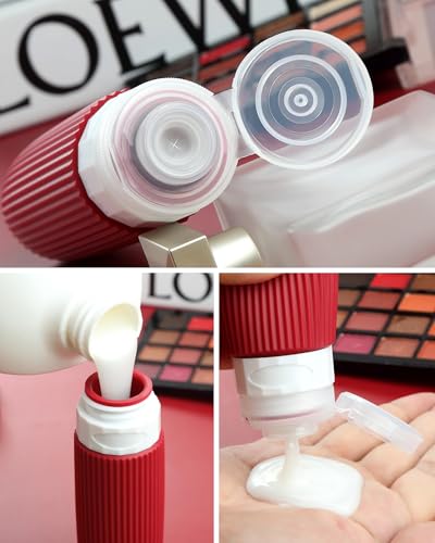 Image of Mrsdry Travel Bottles for Toiletries 8 Pack, TSA Approved 3 oz Travel Containers, Clear Bag, Leak Proof Silicone Squeezable Jars