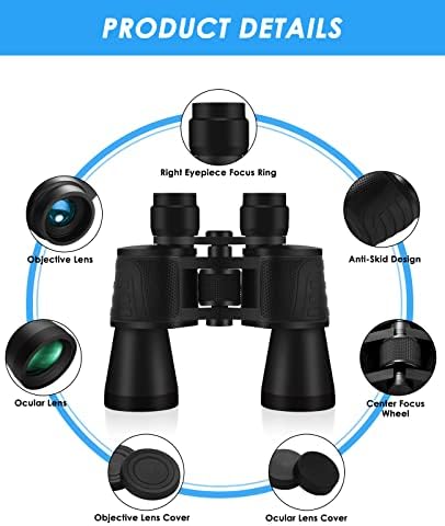 10x50 High Power Binoculars - Uplayteck HD Professional Binoculars for Adults, with Clear Vision, BAK4 Prism, FMC Lens, Waterproof Binoculars Telescope for Bird Watching Hunting Travel Football Games