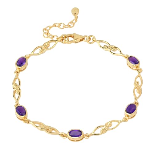 Image of Silvershake Birthstone Gemstones White Gold Plated or Yellow Gold Plated 925 Sterling Silver Scroll /Filigree Celtic Knot Weave 7.25 to 8.75 Inch with Adjustable Extension Bracelet Jewelry for Women