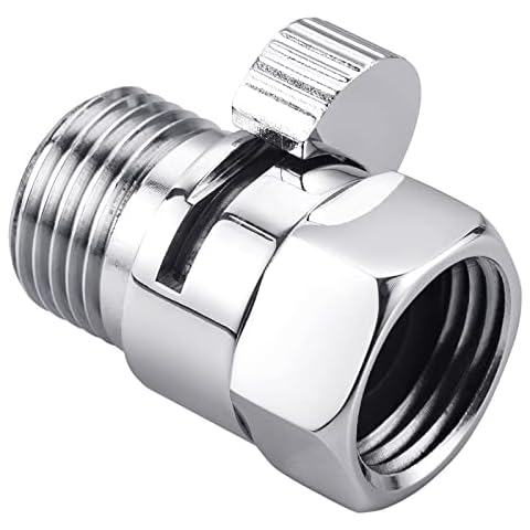Shower Head Shut Off Valve, Arofa Brass Shower Flow Control Valve G1/2 Flow Pressure Regulator (Female and Male) Water Flow Restrictor for Handheld Shower, Bidet Sprayer, Chrome Cover