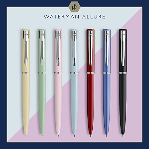 Waterman Allure Ballpoint Pen | Baby Blue Matte Lacquer With Chrome Trim | Medium Point | Blue Ink | With Gift Box #TOP5