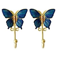Pasiir 2 Pack Decorative Wall Hooks, Vintage Butterfly Shaped Metal Wall Hook for Hanging Coats Clothes Keys Hats Towels
