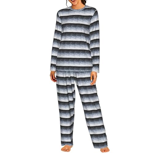 Pyjama femmes imprimé hexagones bleus ensemble de nuit doux