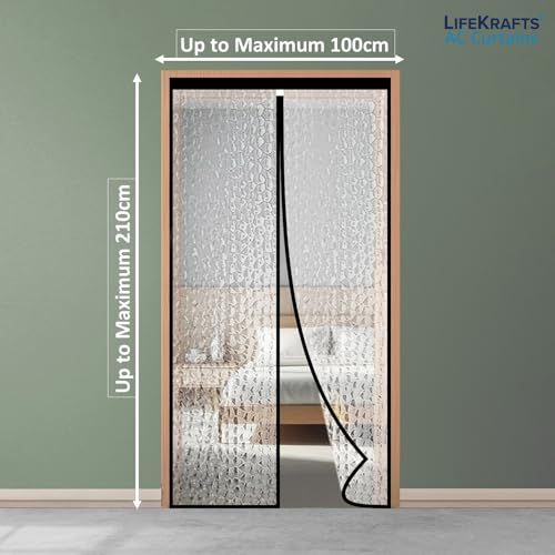 Image of Lifekrafts Customizable AC Curtain | Thermal Screen | Insulated | Translucent and Bubble Design | Magnetic | Insect Screen, Pest Control, Privacy Screen and Dust Control, (Upto Maximum 210cm x 100cm)