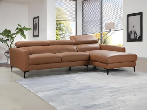 Vente-unique-Ecksofa - Ecke Rechts - Büffelleder - Camel - Florence
