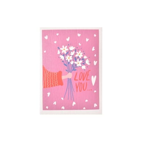 ドイツのフキン★デザインブリッツblitz「741)花束 LOVE YOU 」A4サイズ 200×300×5mm 【BLITZ ふきん 布巾 クロス キッチン キッチンクロス キッチンワイプ スポンジワイプ ドイツ製フキン 】 窓 ガラス 結露 水切りマッ