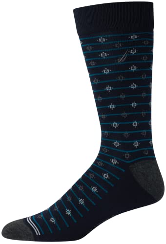 Nautica Men's Dress Socks - Patterned Crew Socks (10 Pack), Size Shoe Size: 6-12.5, Navy Pattern #TOP4