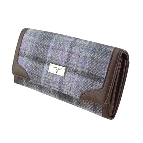 Image of Glen Appin Harris Tweed 'Bute' Tartan Long Purse (Soft Purple Tartan)