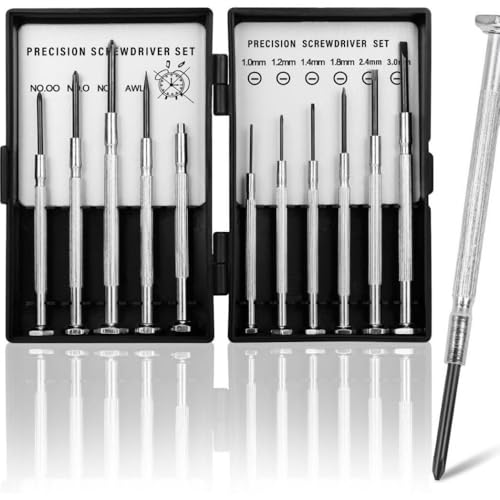 11PCS Mini Small Screwdriver Set with 11 Different Size Flathead and Phillips, Precision Little Screwdriver Set for Jewelry, Watch, Toys, Eyeglass Repair