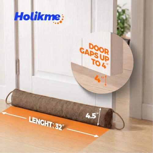 Image of Holikme Weighted Door Draft Stopper - Under Door Seal, 32inch Brown