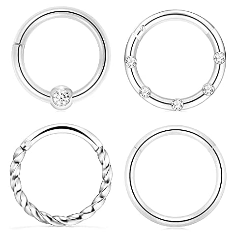 Crdifu 4stk Nasenring Clicker 8mm Chirurgenstahl Segment Tragus Lippe Helix Nase Piercing Ring Cover