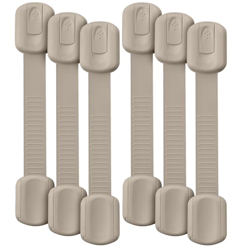 Image of Bates- Child Safety Strap Locks, 6 Pack, Soft Beige, Baby Cabinet Locks with Adjustable Strap Length