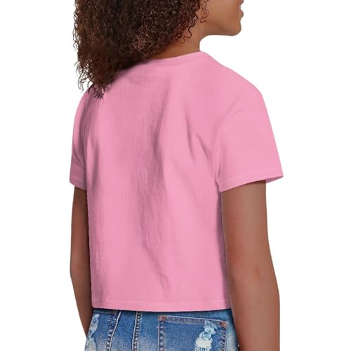 Image of Girls Fashion Crewneck Tee Shirts Casual Short Sleeve Crop Top Summer Outfits 5-14 Year