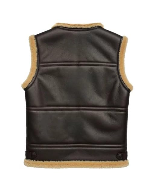 Shearling Leather Vest, Brown, Wool Lined, Italian Genuine Leather2