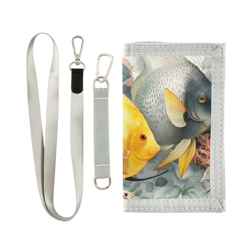 FOLIOSA Fishes Tropical Kids Wallet for Boys Girls Youth, Compact Fabric 4.9×2.9 in