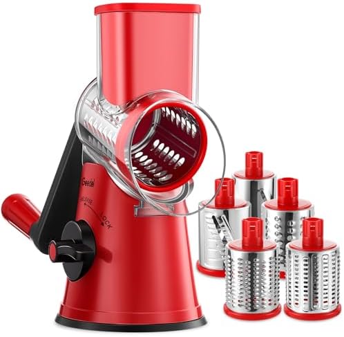 Geedel Rotary Cheese Grater Cheese Shredder with 5 Interchangeabl...