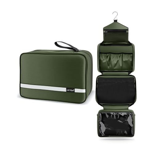 Carttiya Kulturbeutel Reise Kosmetiktasche Kulturtasche zum Aufhängen - Waschtasche Reise-Tasche Toiletry Bag für Männer & Frauen, Geräumiger Waschbeutel für Make-up, Kosmetik, Organizer, Dunkelgrün