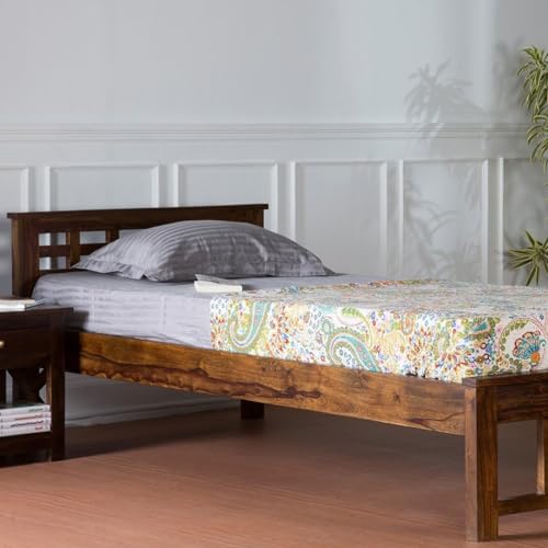 Image of AADITYA WOODS Solid Sheesham Wood Single Bed Cot Without Storage | Single Size Bed for Bedroom | Multipurpose Use Bed- Teak 5