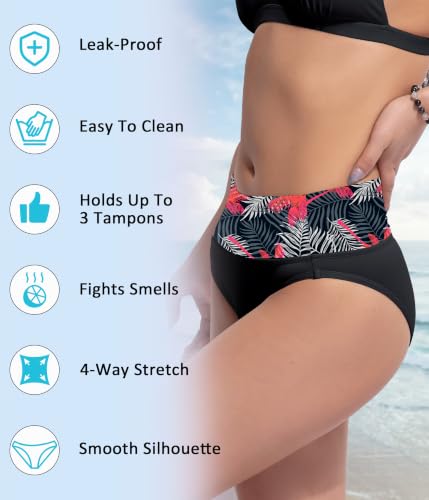 Image of Beautikini Period Swimwear Bikini Menstrual Swim Bottoms Leakproof Bathing Suits for Teens Girl