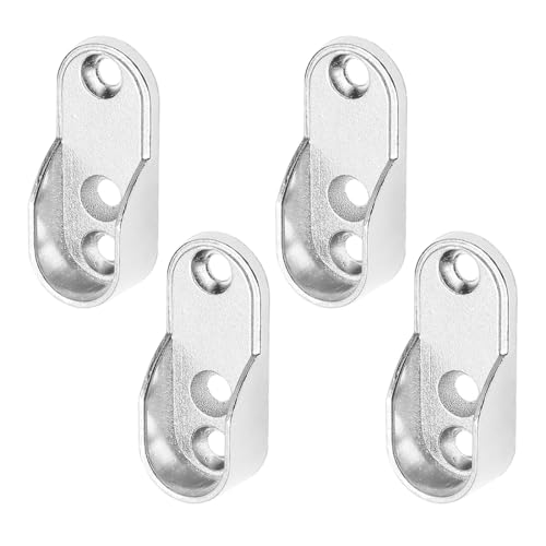 OIGWBPH 4pcs Wardrobe Tube Holder Oval Bracket for Rod Hanger Rail Holder Metal Coat Rack for Rod Hanger Wardrobe Wall Mount
