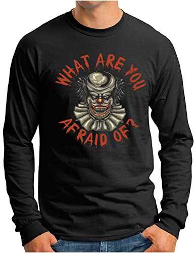 T-shirt clown horreur OM3 noir à manches longues pour homme XL