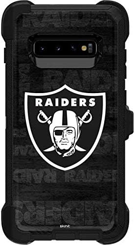 Skinit Decal Skin compatible with OtterBox Defender Galaxy S10 Plus - Officially Licensed NFL Las Vegas Raiders Black & White Design