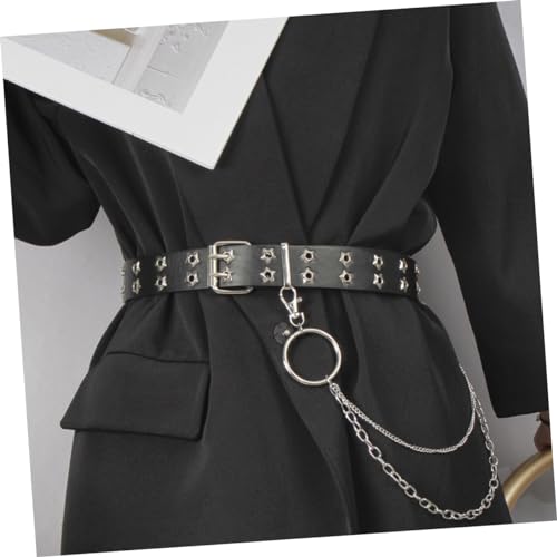 Beaupretty Fashion Punk Star Leather Belt for Women Adjustable Waist Tie for Jeans Dresses and Sweaters Black Stylish Accessory for Daily Wear and Parties3