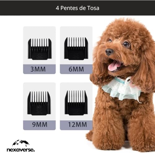 Máquina de Tosa Pets Profissional Kit Silenciosa Aparador com Lâminas Precisas e com Altura Ajustáve