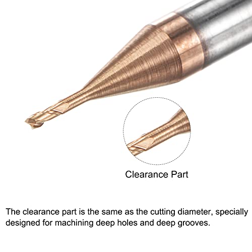 Image of uxcell Square Nose End Mill, 0.9mm Solid Carbide AlTiSin Coated Long Reach CNC Router Bits 2 Flutes Milling Cutter with Extended Neck, 4mm Cutting Length 4mm Shank