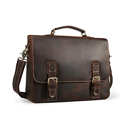 Herren Vintage Leder 17 Zoll Laptop Handtasche Herren Große Aktentasche Tote Messenger Schultertasche für Geschäftsreisen