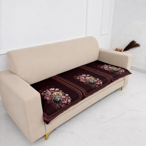 Image of Homerz Premium 'Luxe Series' Sofa Cover | Holland Velvet Fabric | Smooth Finish | Anti-Slip Fleece Backing Couch Protector (Maroon, 7 (3+2+2) Seater, Only Seat Cover)