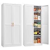 MetalMax 71' Tall Metal Storage Cabinet, Kitchen Pantry Storage Cabinets with Doors and 4 Shelves, White Pantry Cabinet, Utility Kitchen Cupboard, Large Steel Cabinets for Dining, Office, Living Room
