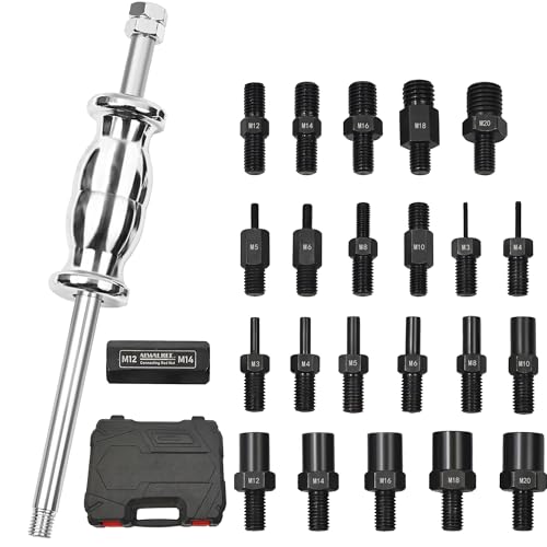 Slide Hammer Set 24 PCS Heavy Duty Bearing Puller Metric Dowel Pin Puller Set Bushings Bearings Removal Tool Seals Removing Tools Attachments
