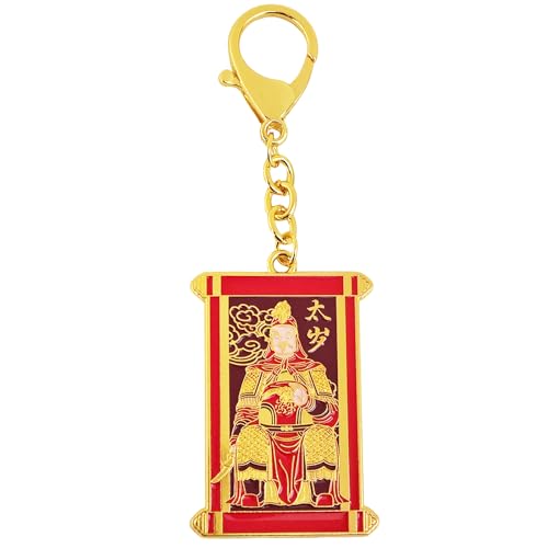 2026 Fengshui Wen Zhe Xing Jun Tai Sui Amulet Keychain Traditional Chinese Keyring w5727