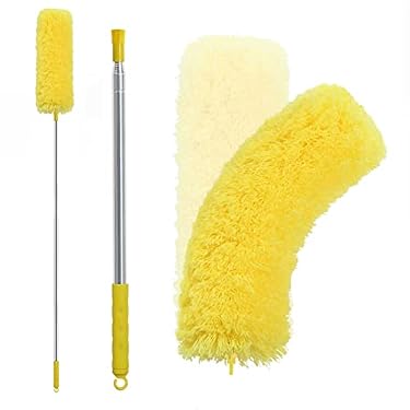 AMAZON - BOOMJOY Microfiber Duster with Extension Pole, 100″ Long Handle Duster, Bendable Head, Duster for Cleaning Ceiling Fan, High Ceiling, Yellow