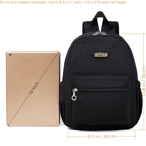 AOTIAN Mini Lightweight 11.8 Inch Backpack Durable Travel Hiking Women and Girls Small Daypack, 7 Liters Black - Thumbnail 5