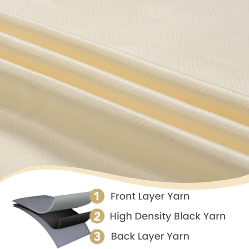 Image of FRESH FROM LOOM 6 ft | Non-Ring Curtains | 100% Blackout | Premium | Non-Ring Curtains | S-Wave Pleat | Parda | Light Block Blackout Parde | (Cream | 6 Feet Long, Set of 2)