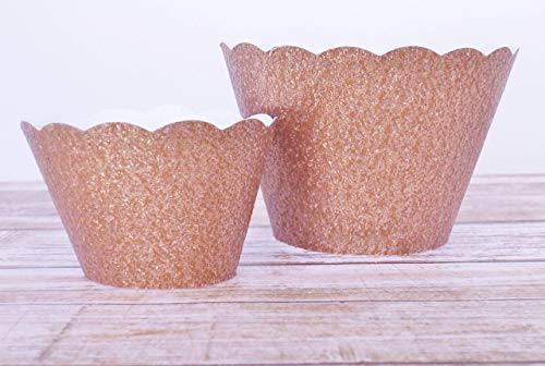 Rose Gold Metallic Glitter Cupcake Wrappers Party Dessert Decorations Standard And Mini Set Of 12 #TOP4