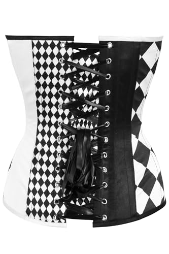 Daisy corsets Womens Top Drawer Black/White Print Steel Boned Corset3