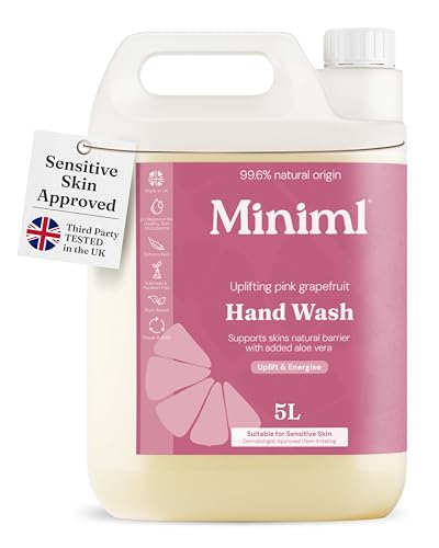Miniml Hand Soap Wash Liquid 5L Refill - Pink Grapefruit & Aloe Vera Scented Eco Friendly Hand Washing Liquid for Soft and Sensitive Skin Care - 100% Vegan & Cruelty Free
